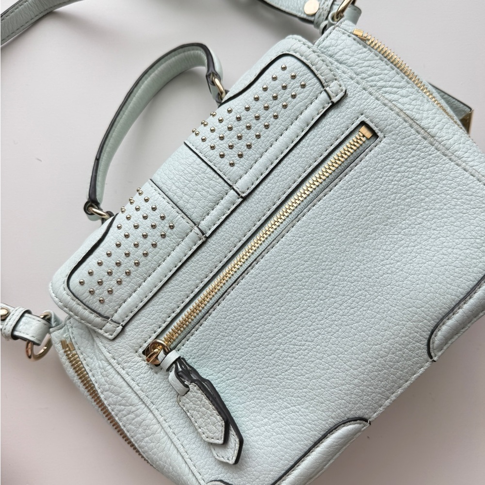 Rebecca Minkoff Studded Leather Crossbody Satchel Bag Mint Blue - Picture 6 of 13